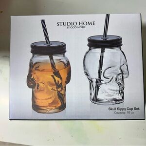 2pk Skull Mason Jar Set